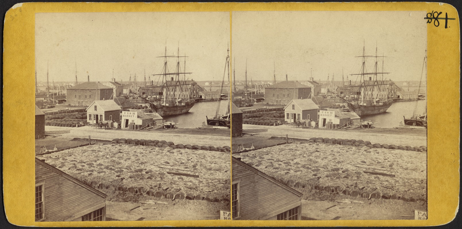 Wharves on Fish Island, New Bedford harbor, 19th century